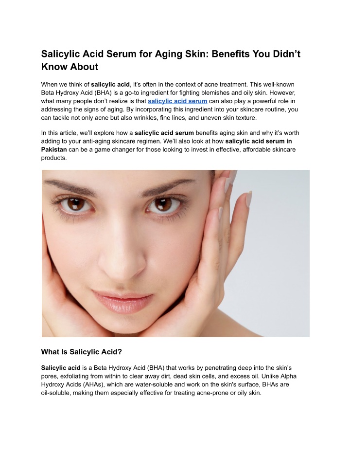 salicylic acid serum for aging skin benefits n.w
