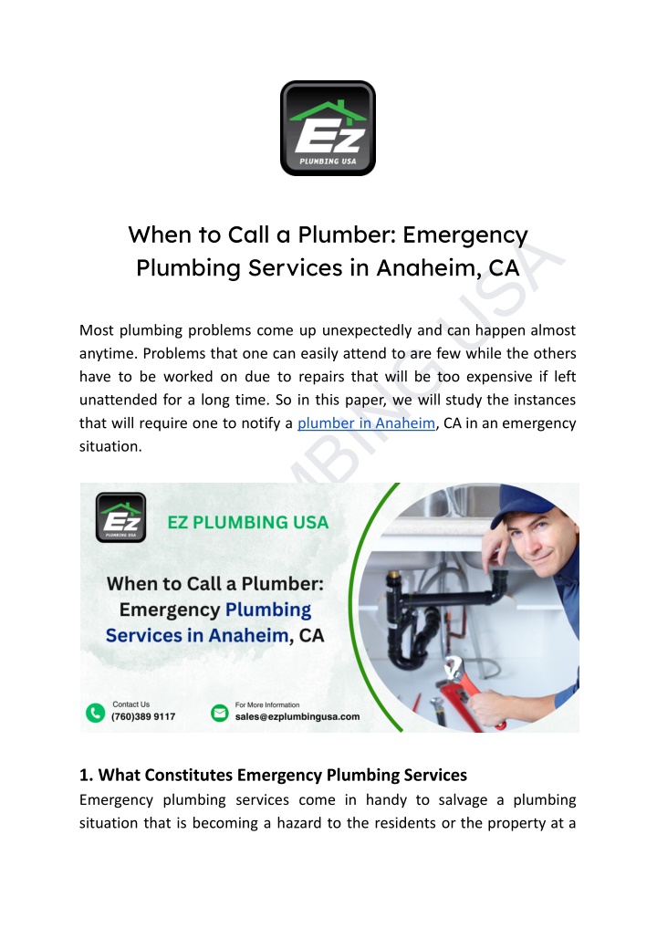ez plumbing usa n.w