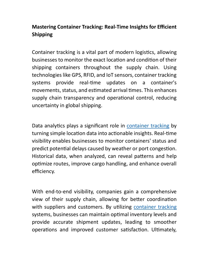 mastering container tracking real time insights n.w