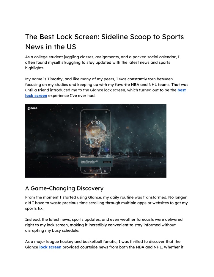 the best lock screen sideline scoop to sports n.w