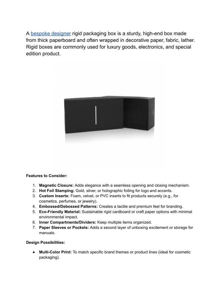 a bespoke designer rigid packaging n.w