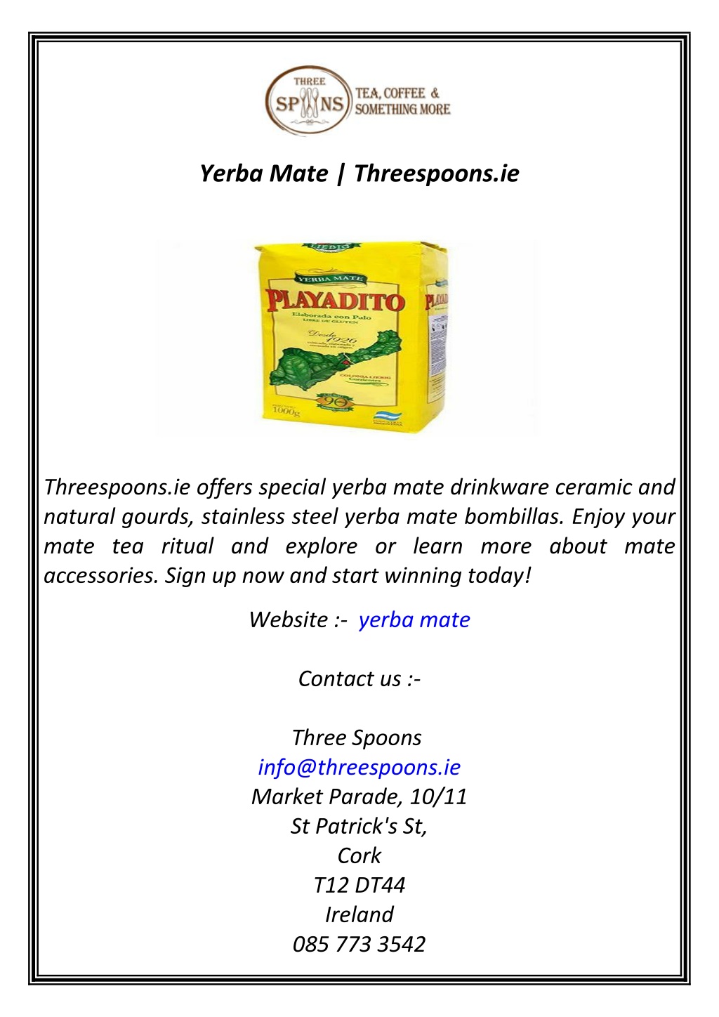 yerba mate threespoons ie l.w