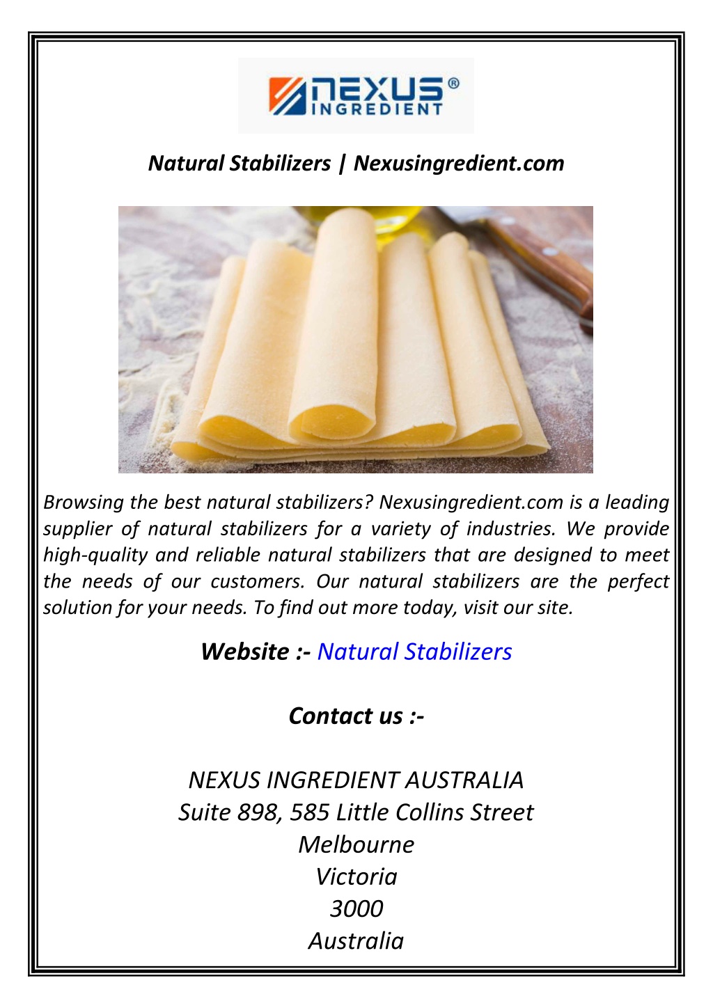 natural stabilizers nexusingredient com l.w