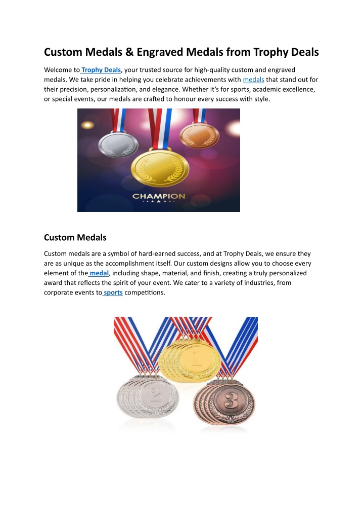 custom medals engraved medals from trophy deals n.w