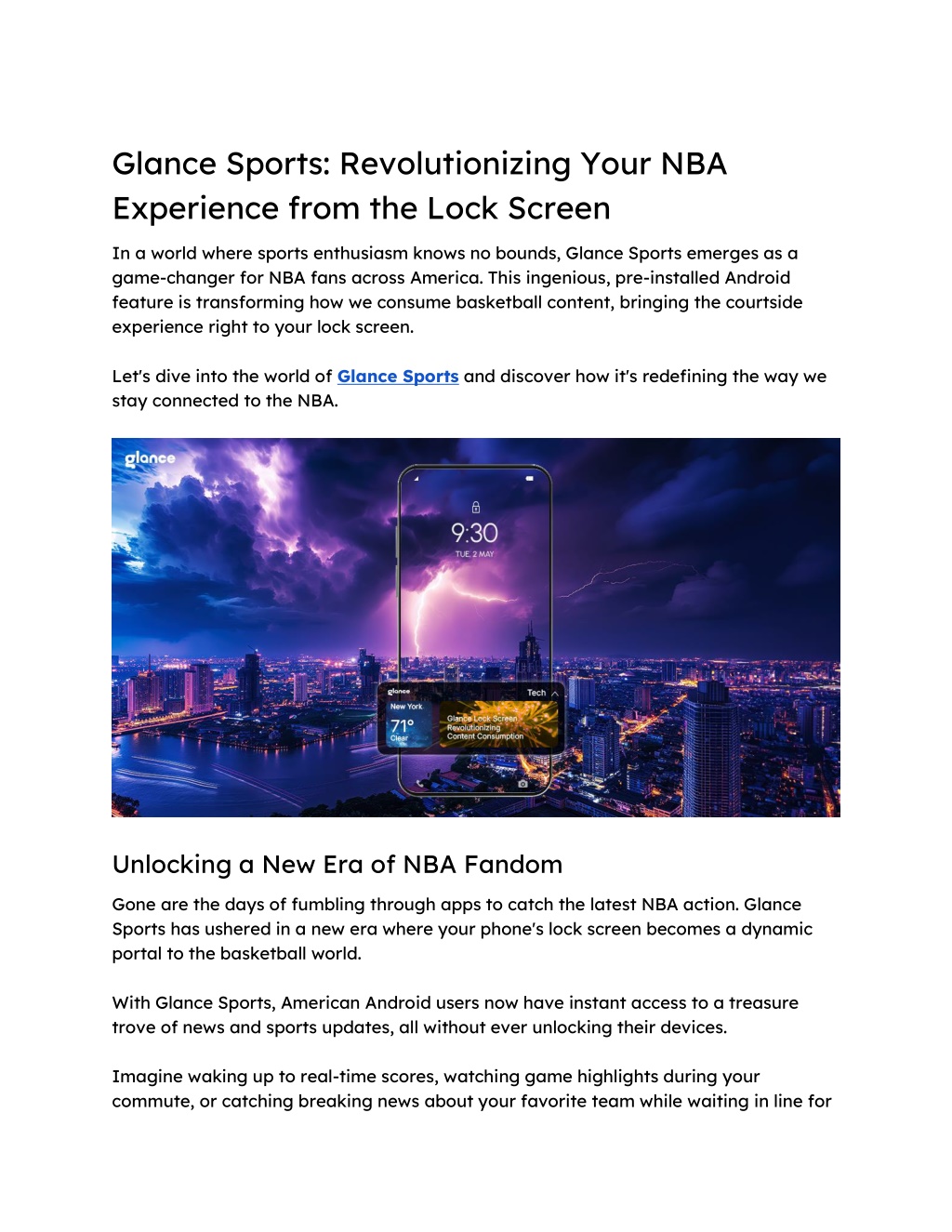 glance sports revolutionizing your nba experience l.w