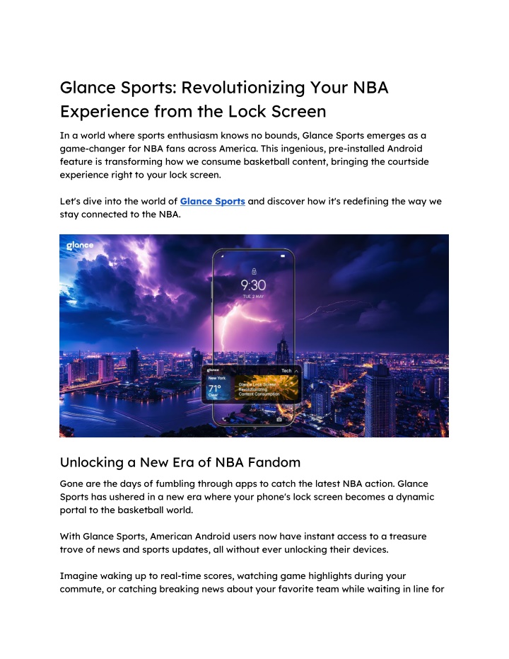 glance sports revolutionizing your nba experience n.w