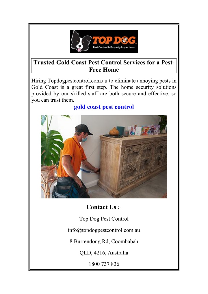 trusted gold coast pest control services n.w