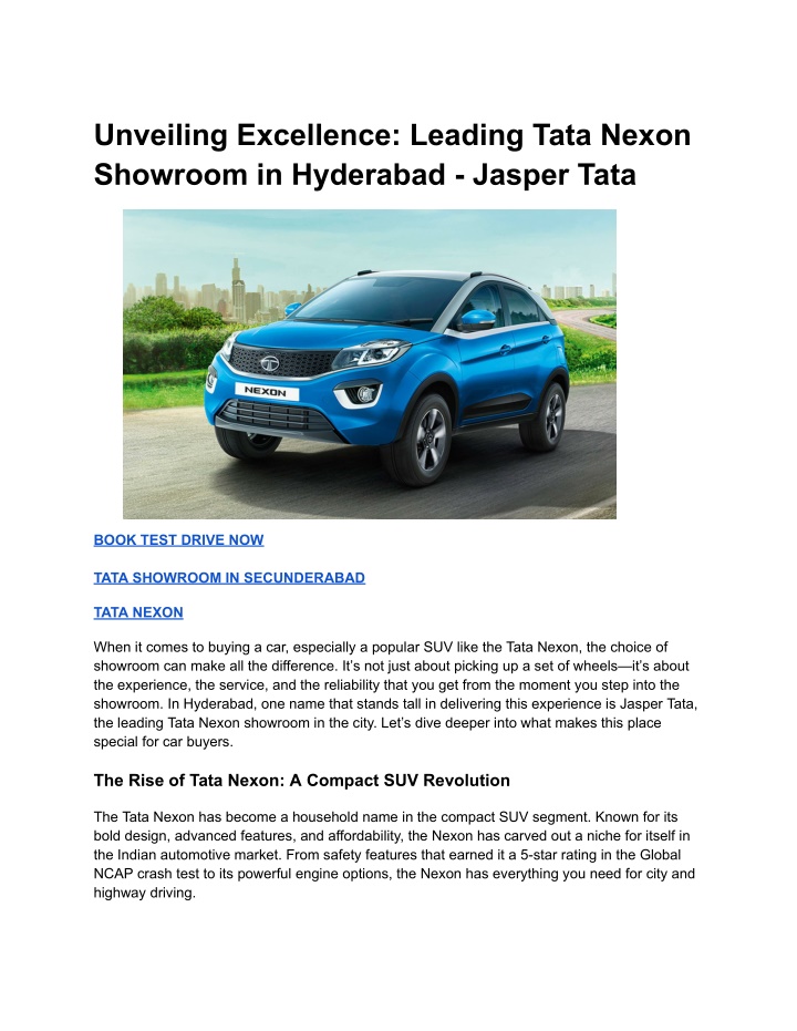 unveiling excellence leading tata nexon showroom n.w