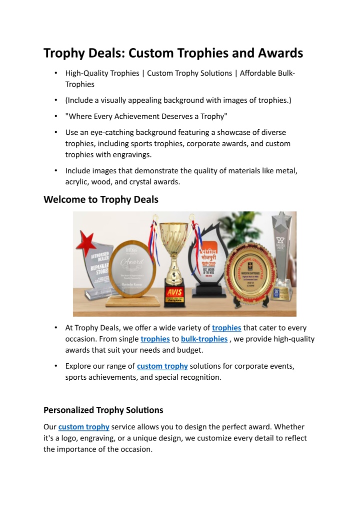 trophy deals custom trophies and awards n.w