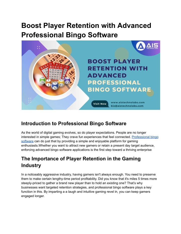 boost player retention with advanced professional n.w