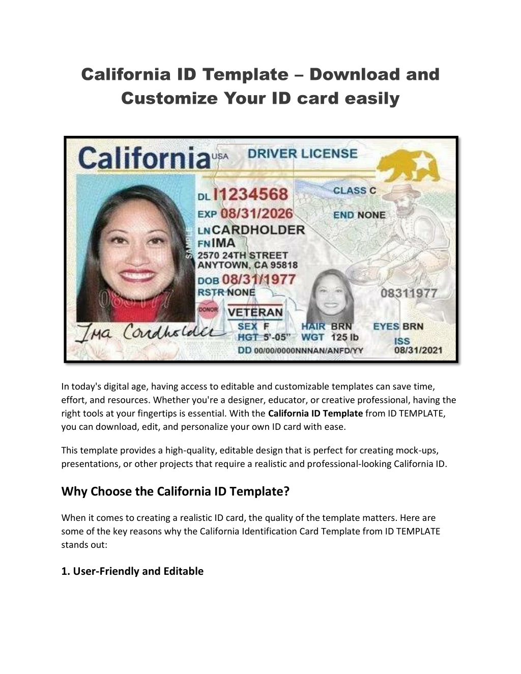 california id template download and customize l.w