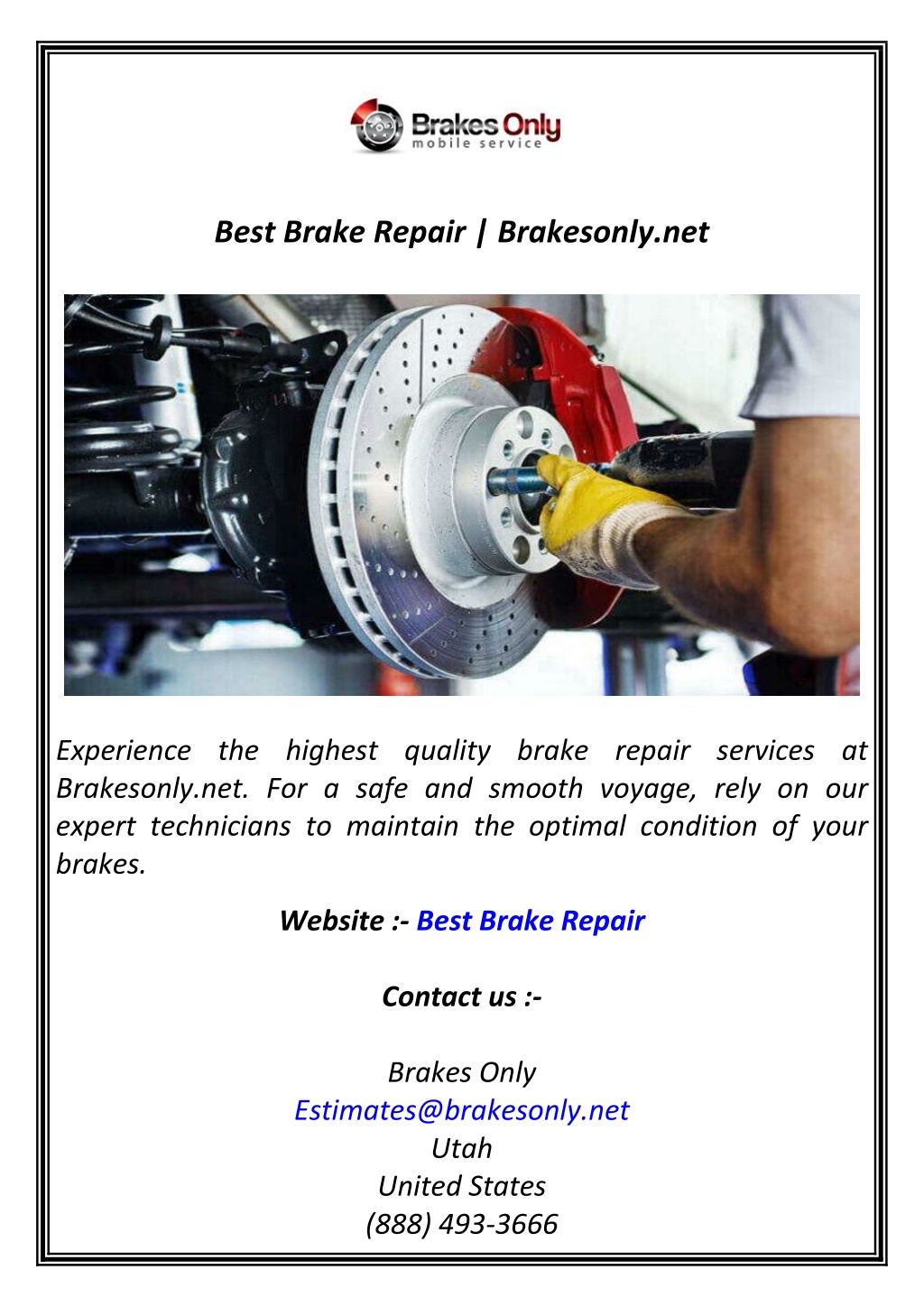 best brake repair brakesonly net l.w