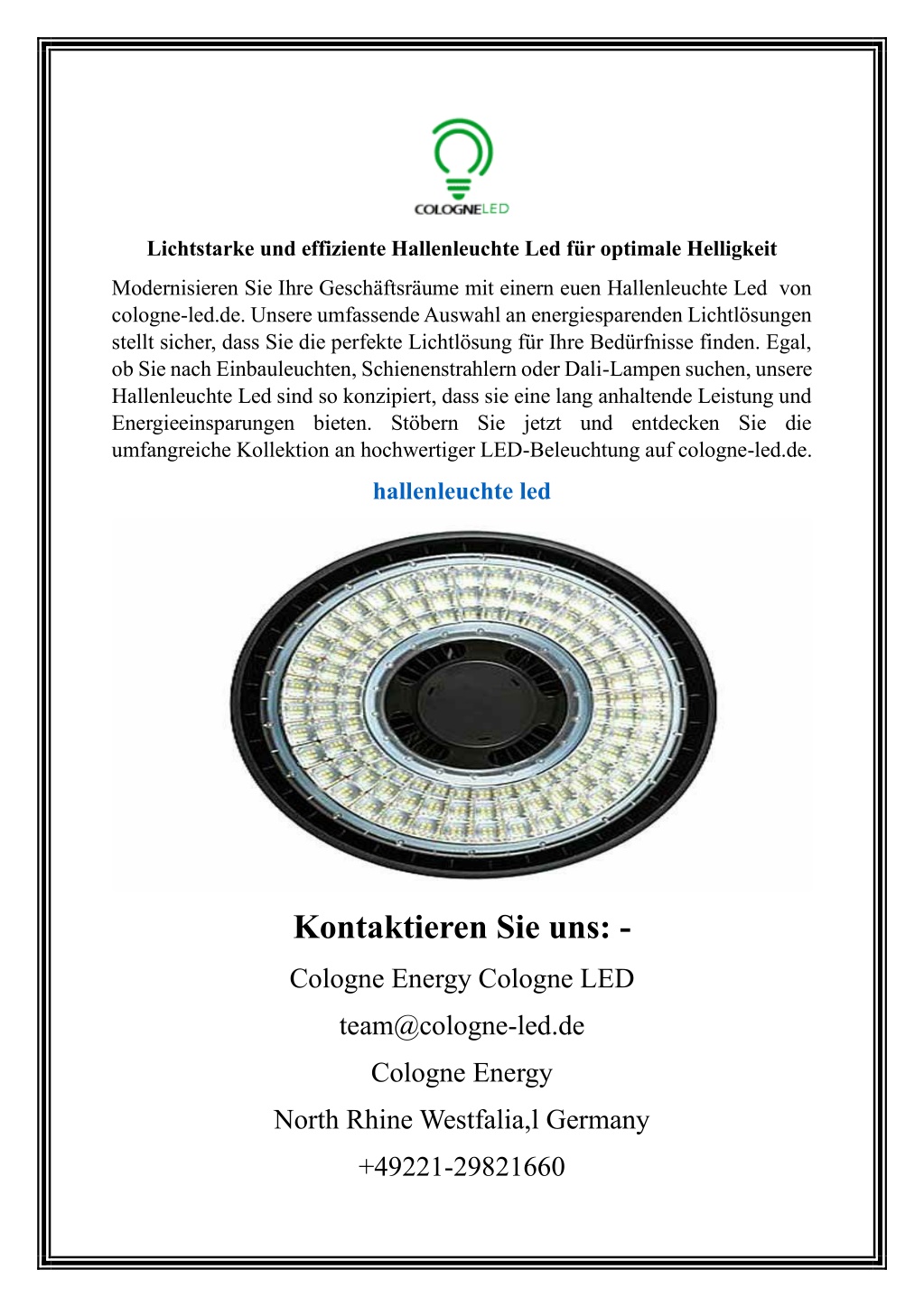 lichtstarke und effiziente hallenleuchte l.w