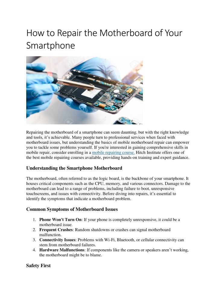 how to repair the motherboard of your smartphone n.w