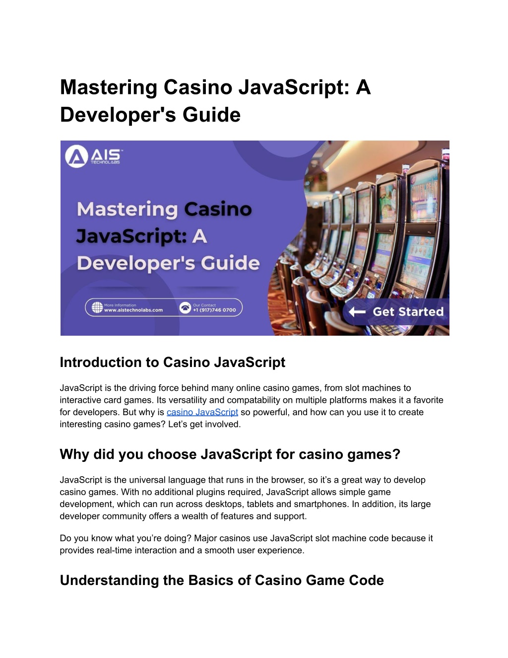 mastering casino javascript a developer s guide l.w