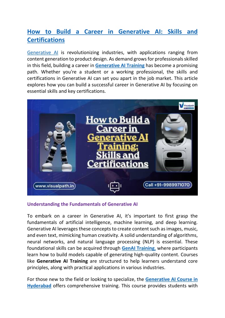 how to build a career in generative ai skills n.w