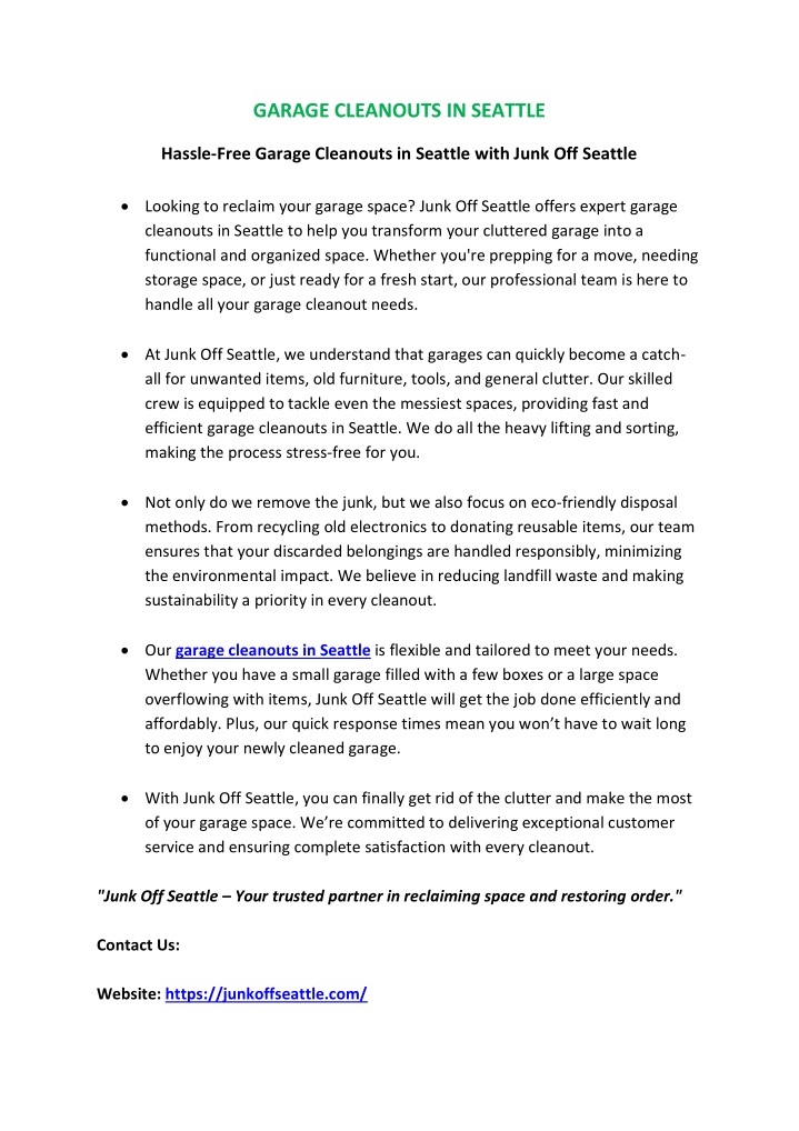 garage cleanouts in seattle n.w