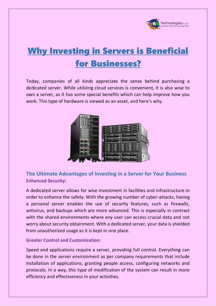 why investing in servers is beneficial n.w