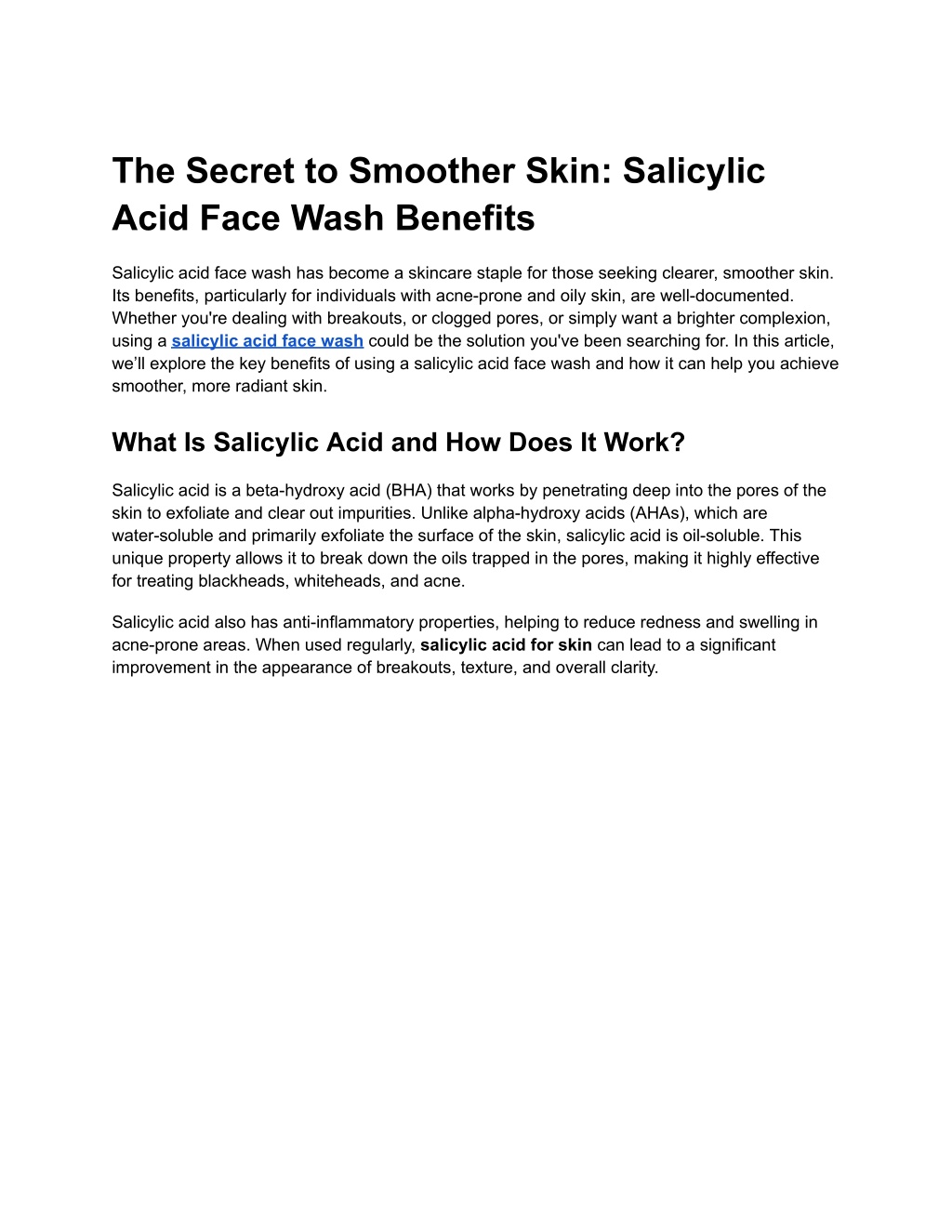 the secret to smoother skin salicylic acid face l.w