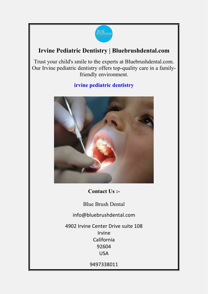irvine pediatric dentistry bluebrushdental com n.w