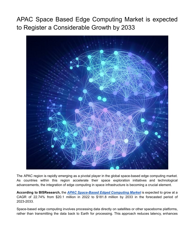 apac space based edge computing market n.w