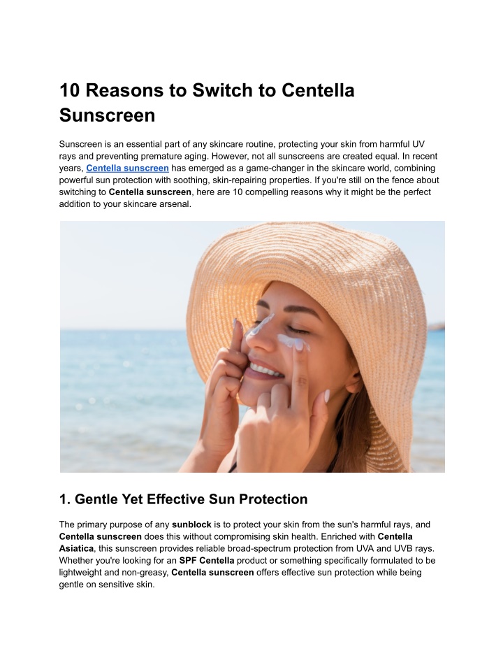 10 reasons to switch to centella sunscreen n.w
