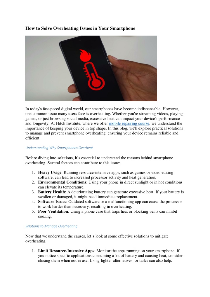 how to solve overheating issues in your smartphone n.w