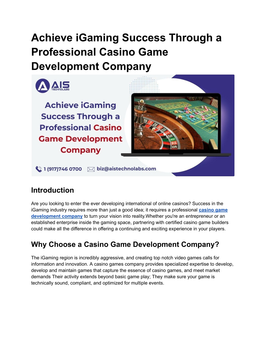 achieve igaming success through a professional l.w