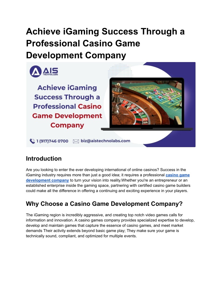 achieve igaming success through a professional n.w