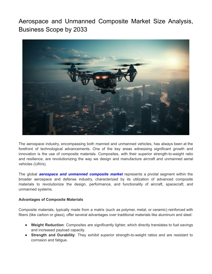 aerospace and unmanned composite market size n.w
