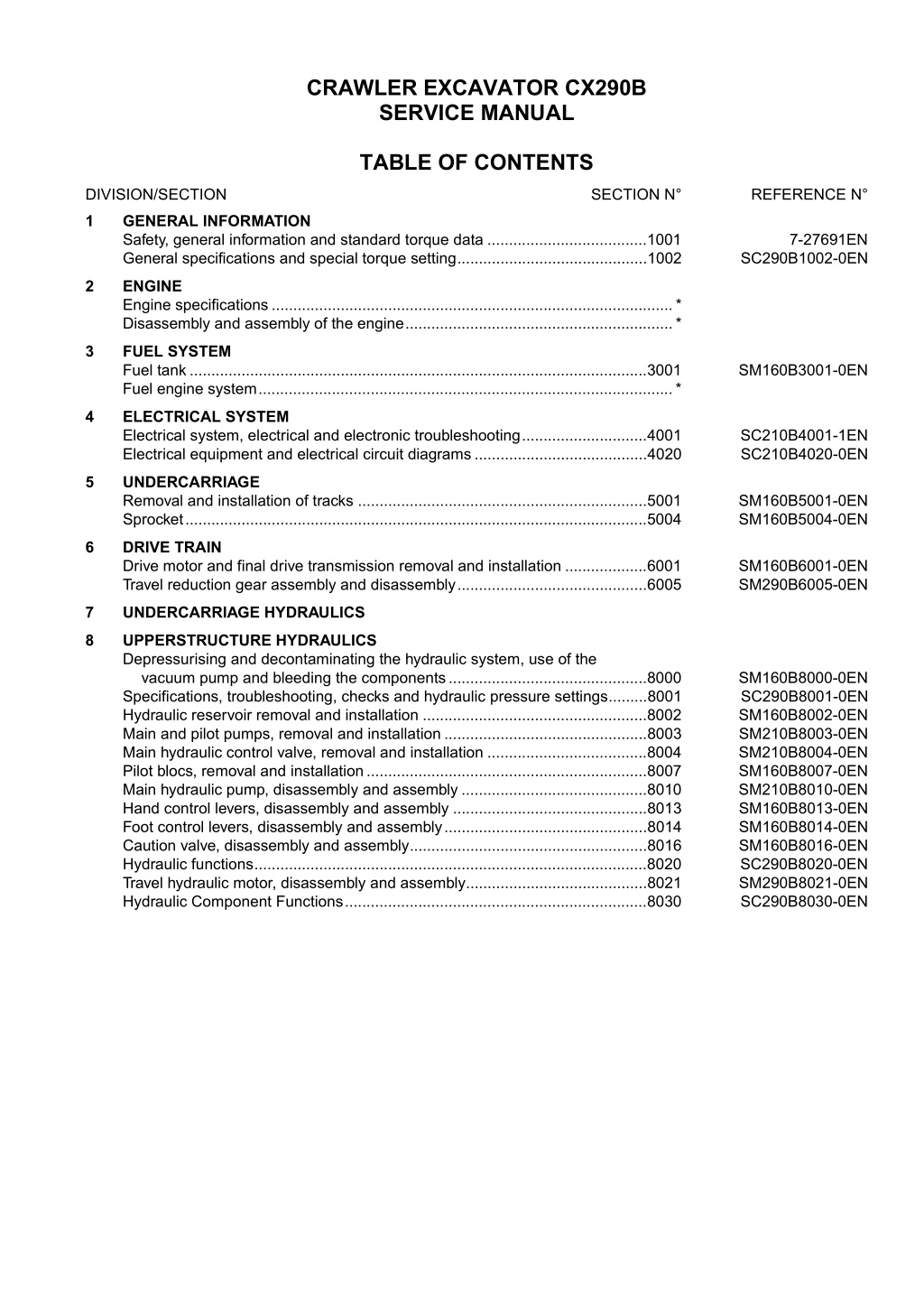 crawler excavator cx290b service manual l.w