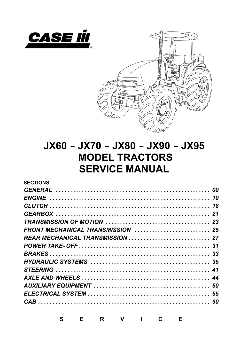 jx60 jx70 jx80 jx90 jx95 model tractors service l.w