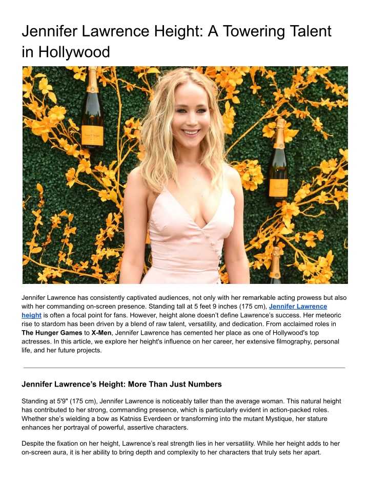jennifer lawrence height a towering talent n.w