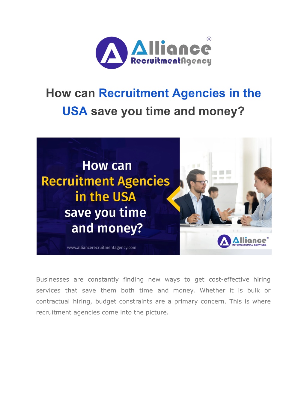 how can recruitment agencies in the usa save l.w