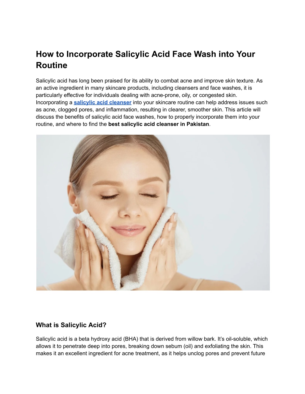 how to incorporate salicylic acid face wash into l.w