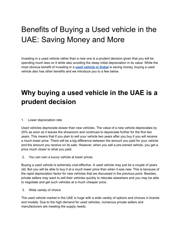 benefits of buying a used vehicle n.w