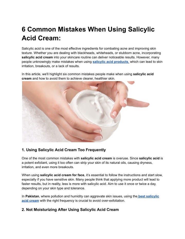 6 common mistakes when using salicylic acid cream n.w