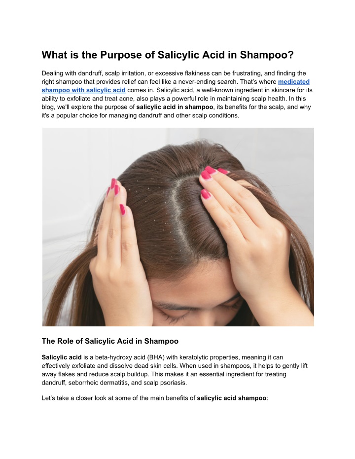 what is the purpose of salicylic acid in shampoo n.w
