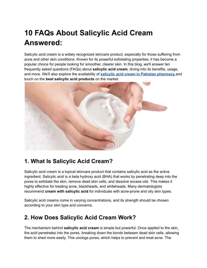 10 faqs about salicylic acid cream answered n.w