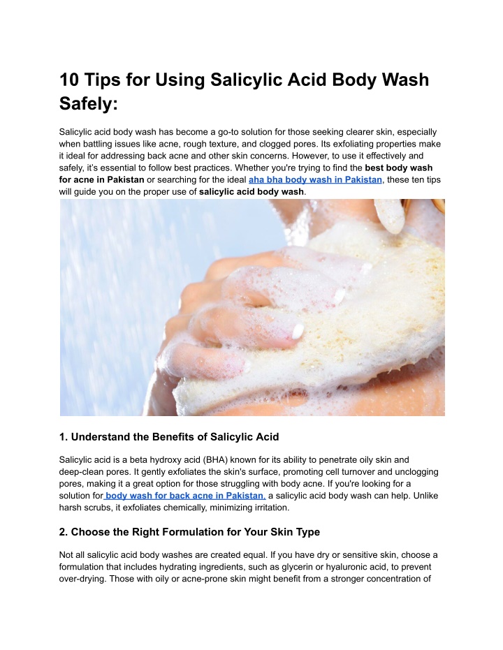 10 tips for using salicylic acid body wash safely n.w