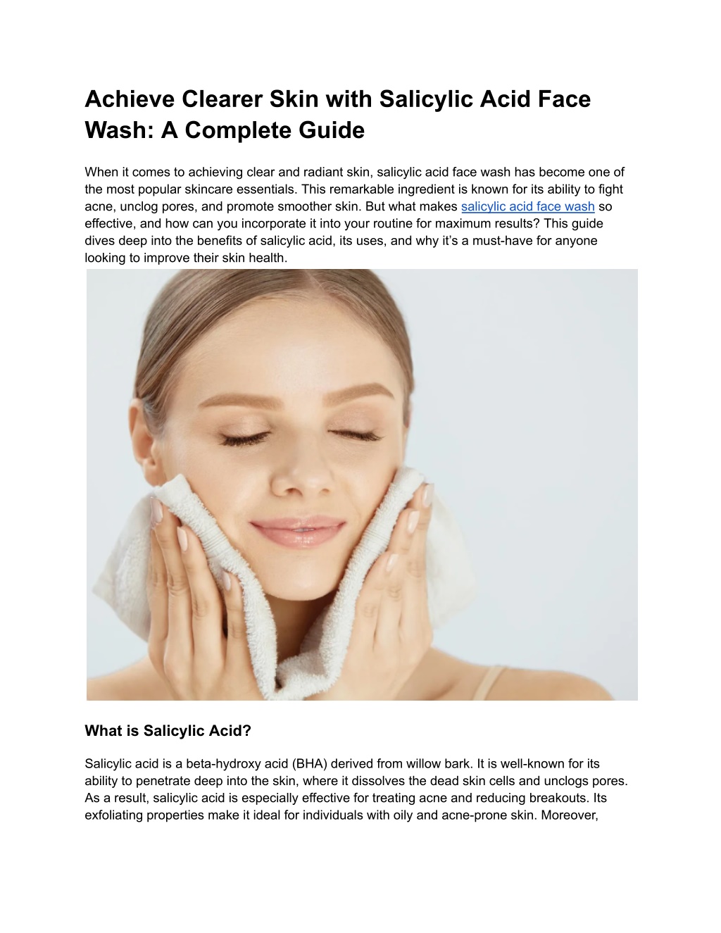 achieve clearer skin with salicylic acid face l.w