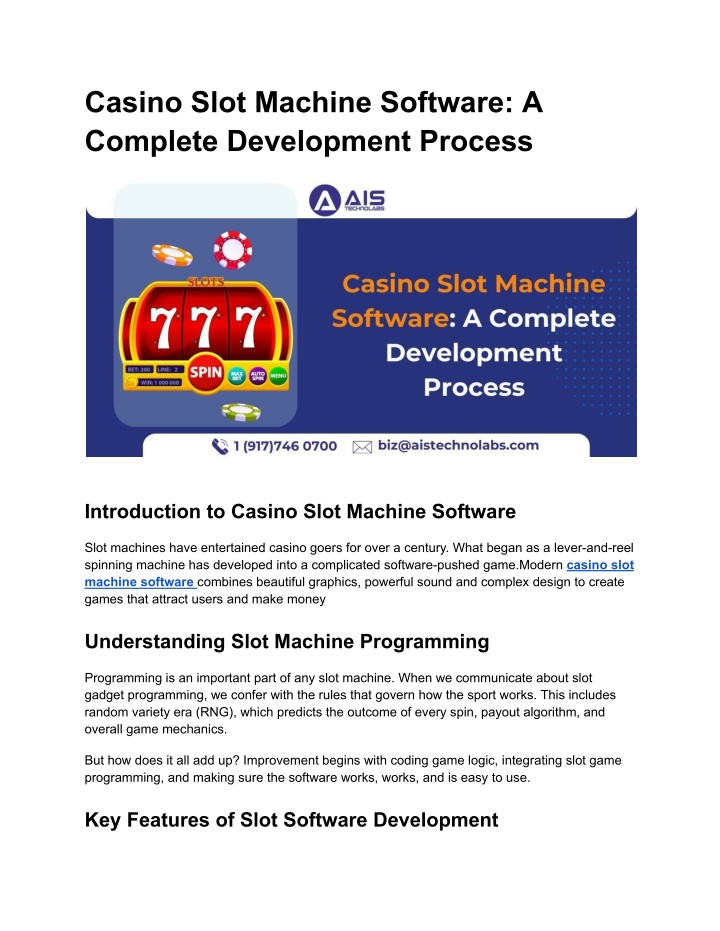 casino slot machine software a complete n.w
