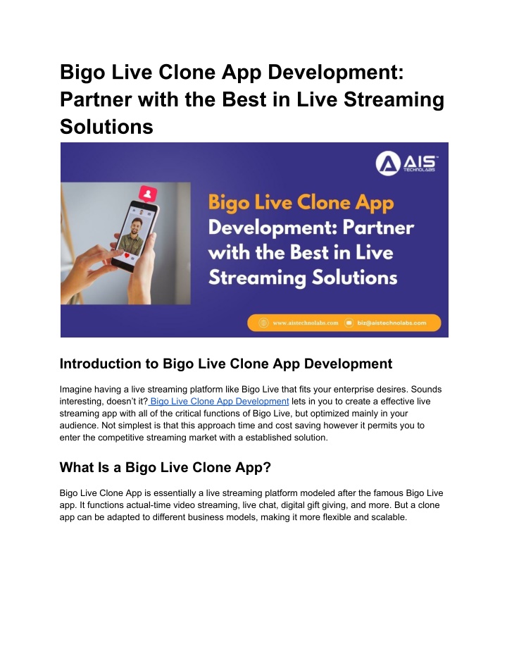 bigo live clone app development partner with n.w