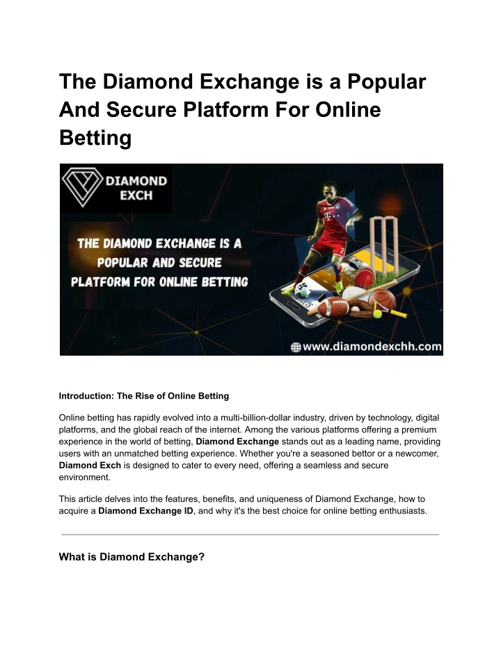 the diamond exchange is a popular and secure n.w
