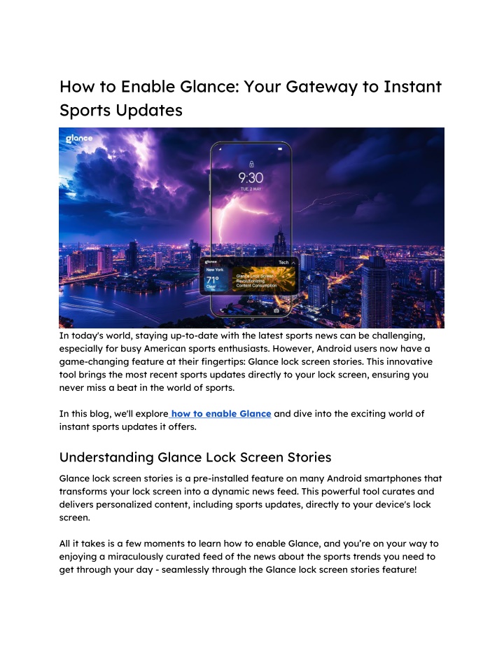 how to enable glance your gateway to instant n.w