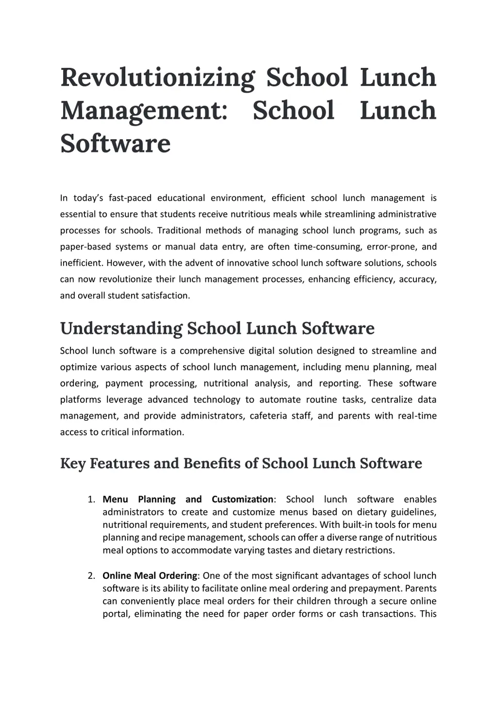 revolutionizing school lunch management school n.