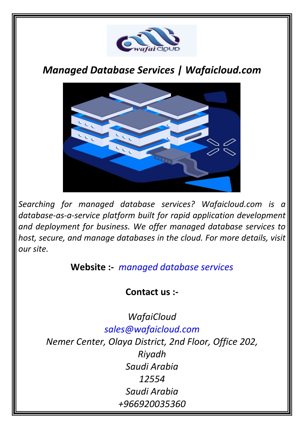 managed database services wafaicloud com l.w