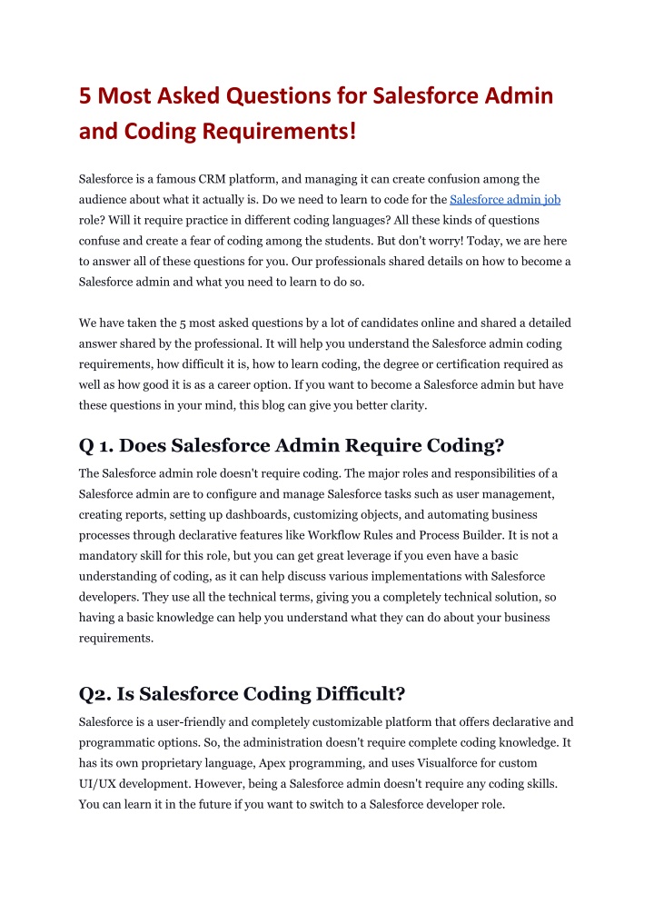 5 most asked questions for salesforce admin n.w