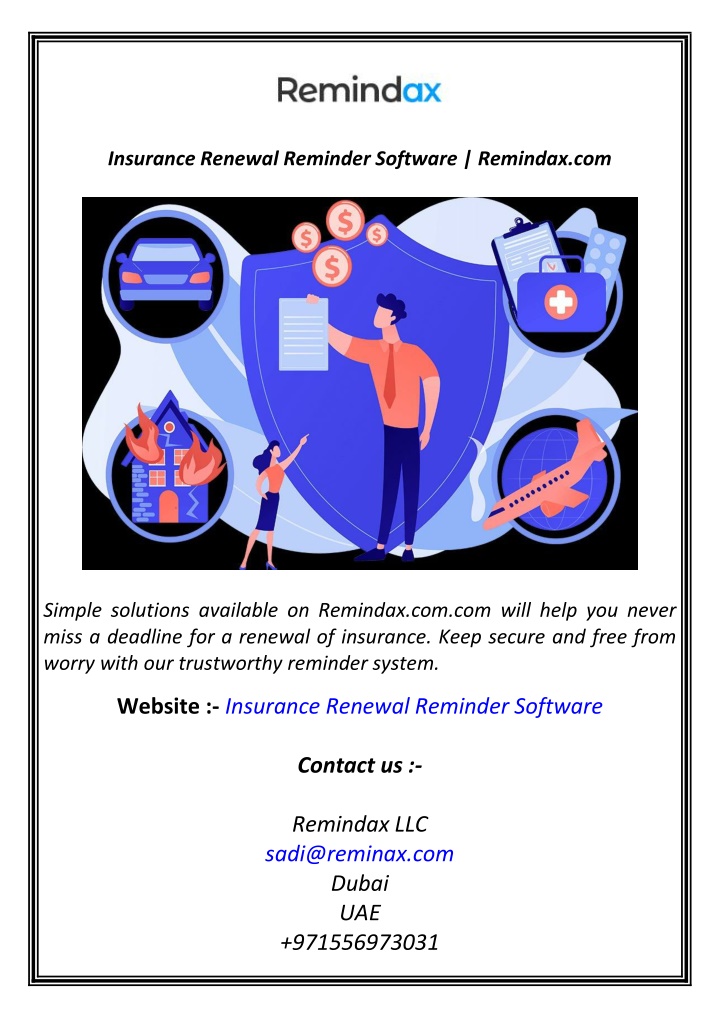 insurance renewal reminder software remindax com n.w