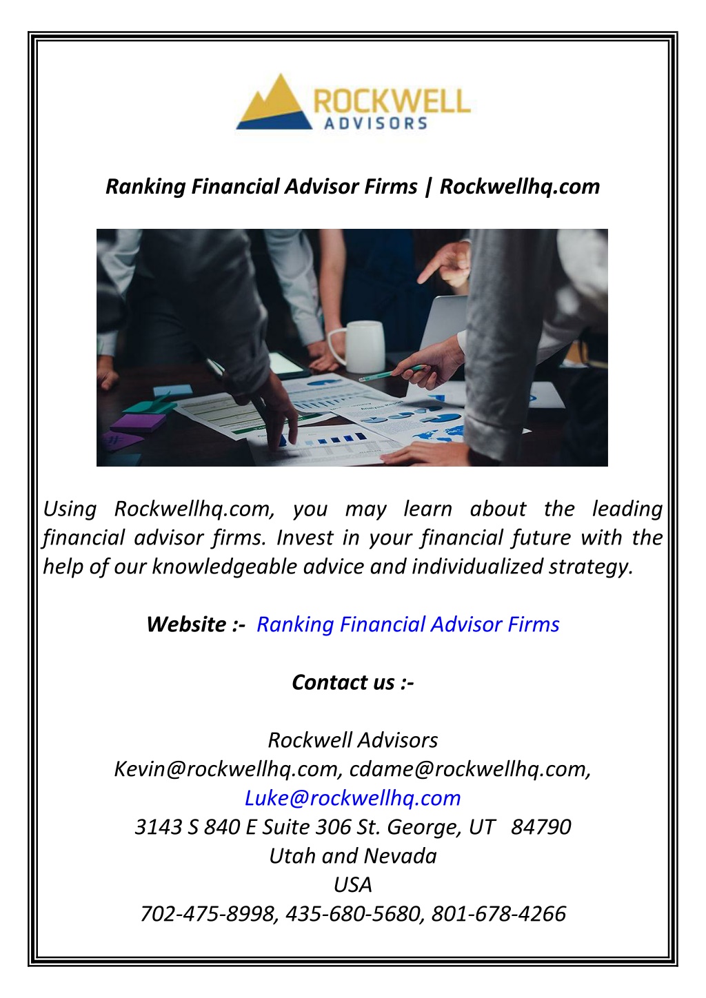 ranking financial advisor firms rockwellhq com l.w